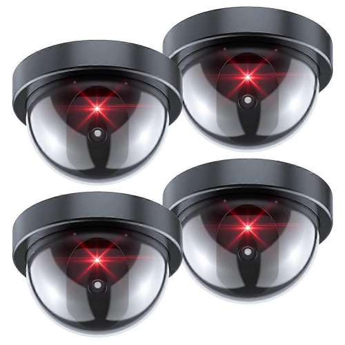 Dummy Security Camera,Fake Camera with Red LED Light,Realistic Wireless Surveillance System For Home Outdoor 4 Pack