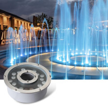 LED Underwater Fountain Light IP68 Waterproof 12V Stainless Steel Blue Submersible Pond Spotlight 18W