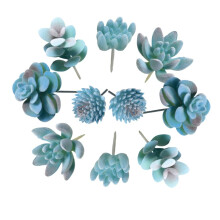 10pcs Mini Artificial Succulent Plants Set with Realistic Design for Home and Garden Decor Blue