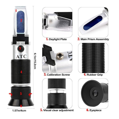 Brix Refractometer, Antifreeze Refractometer, 4in1 Car Coolant Tester 2