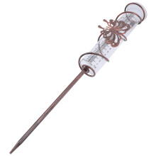 Glass Tube Outdoor Rain Gauge with Durable Metal Stake, Accurate Scale, Decorative Garden Design