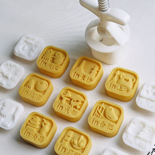 Plaatsnaam Cookie Stempels Moon Cake Maker MidAutumn-Wuhan 2