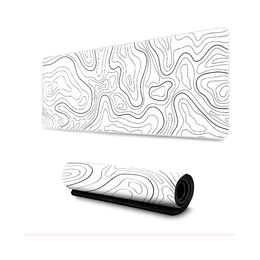 Topographic Contour Extended Large Mouse Mat Desk Pad S White 7314280498239