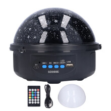 Nachtlicht für Kinder mit Sternenprojektion, mehrfarbige LED-Galaxielampe mit 360-Drehung und Bluetooth-Musikwiedergabe, ideales Geschenk für
