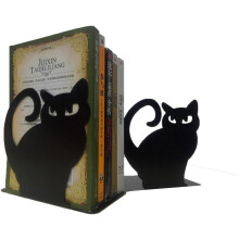 Bureau-organizer en boekensteun, decoratieve boekensteunen in de vorm van een kat van gietijzer, antiek zwarte uitvoering voor thuis en op kantoor,