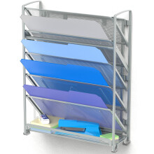 Organizador de documentos compacto para armazenamento vertical, estrutura metálica resistente, organizador de arquivos de parede para escritório e
