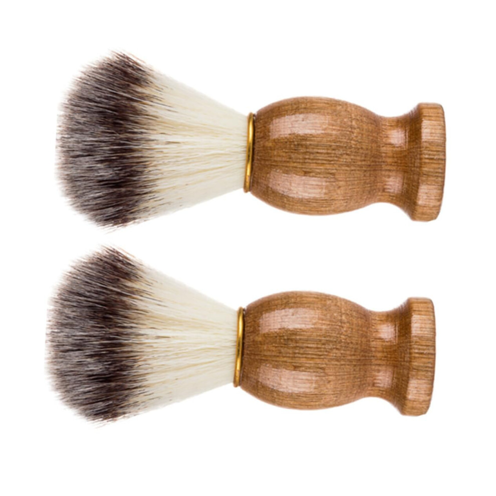 2pcs Soft Bristle Beard Brush and Shaving Brush for Men with Ergonomic Wood Handle Wet Shave