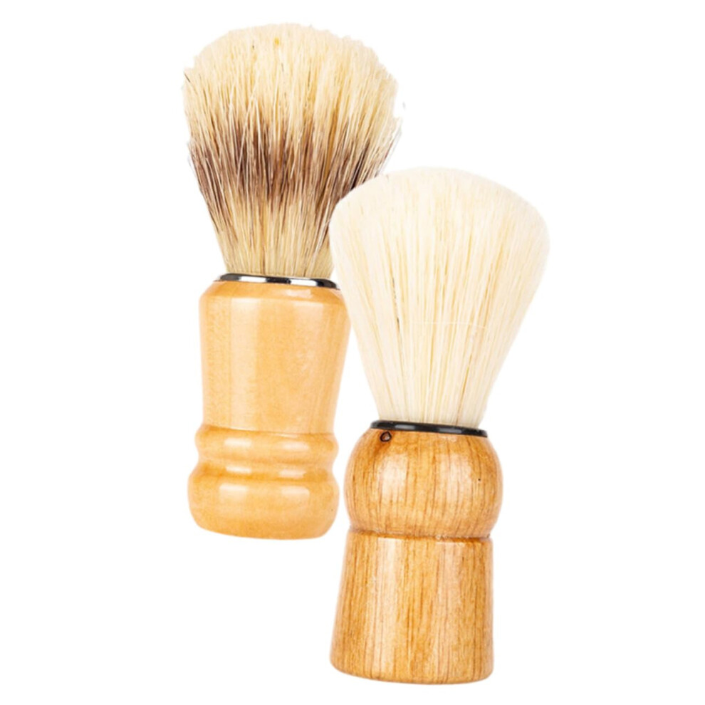 2pcs Pig Bristle Shaving Brush for Men with Ergonomic Handle Grip for Rich Foam and Beard Care
