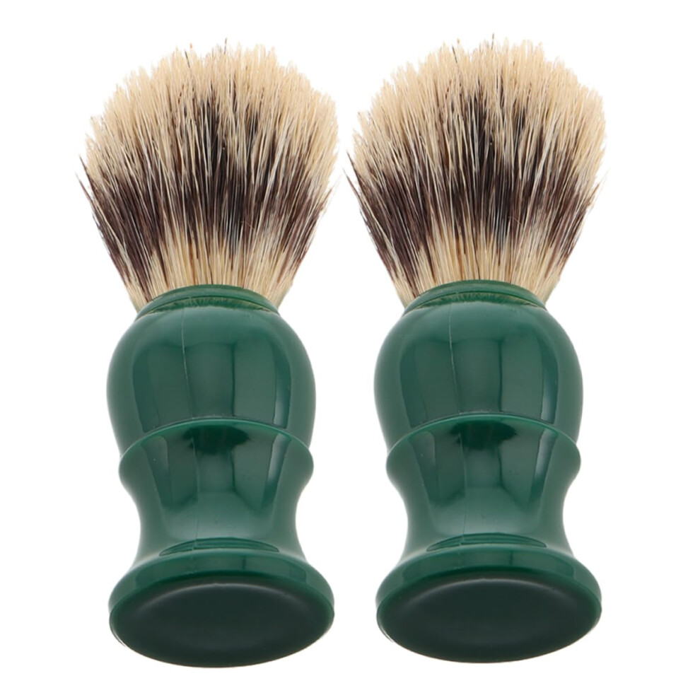 2pcs Soft Beard Brush for Men with Soft Bristles and Ergonomic Grip, Travel Shaving Brush