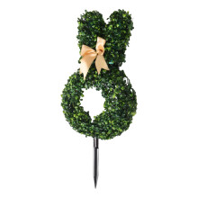 Easter Bunny Topiary with Stake Festive Bow Realistic Artificial Tree for Indoor Outdoor Garden Decor