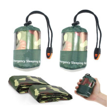 Accesorios de camping para artículos esenciales de senderismo, material térmico Mylar que refleja el calor corporal, capucha integrada de tamaño