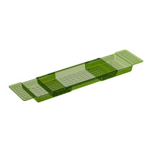 Expandable Bamboo Bath Caddy Tray with Book Holder and Wine Glass Slot for Relaxing Soak Green