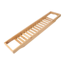 Bathtub Tray Rack Expandable Bamboo Shower Caddy with Rails for Books Snacks Phones Fits Standard Tubs