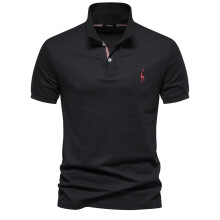(Black, EUR L 80-90kg) Men's Clothing  Classic  Brand Men's Polo Shirts Cotton Polo Shirts for Men Short Sleeve High Quantity Solid Polo Men