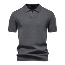 (PSD8025-Dgray, EUR XL 85-95kg) Men's Clothing  Classic  Men's Summer Breathable Polo Shirt Short Sleeve Solid Color Casual Polo Shirts for Men