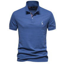 (JeansBlue, EUR L 80-90kg) Men's Clothing  Classic  Brand Men's Polo Shirts Cotton Polo Shirts for Men Short Sleeve High Quantity Solid Polo Men