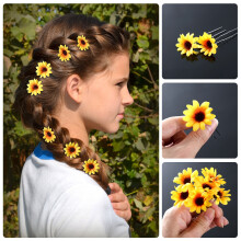 Haarkrans met madeliefjes, bruidshoofdtooi met stoffen bloemen en hoogwaardige metalen clips, bloemenversiering voor bruiloften en festivals.