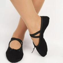 Scarpette da ballo da donna, scarpette da ballo da allenamento in tela con suola divisa, lacci elastici incrociati pre-cuciti, coulisse elastica