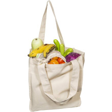 Sacolas espaçosas de malha para diversas ocasiões, sacolas dobráveis ecológicas com alças resistentes, sacolas de lona com bolsos internos,