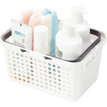 Versatile Plastic Storage Basket, Mesh Design Ensures Fast Drying, Hollow Structure for Durability & Sturdiness, Portable Organizer for Bathroom,