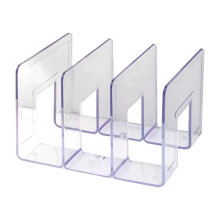 Aucun assemblage requis, étagère verticale transparente de style bibliothèque avec organisateur en acrylique à 3 sections, rangement et
