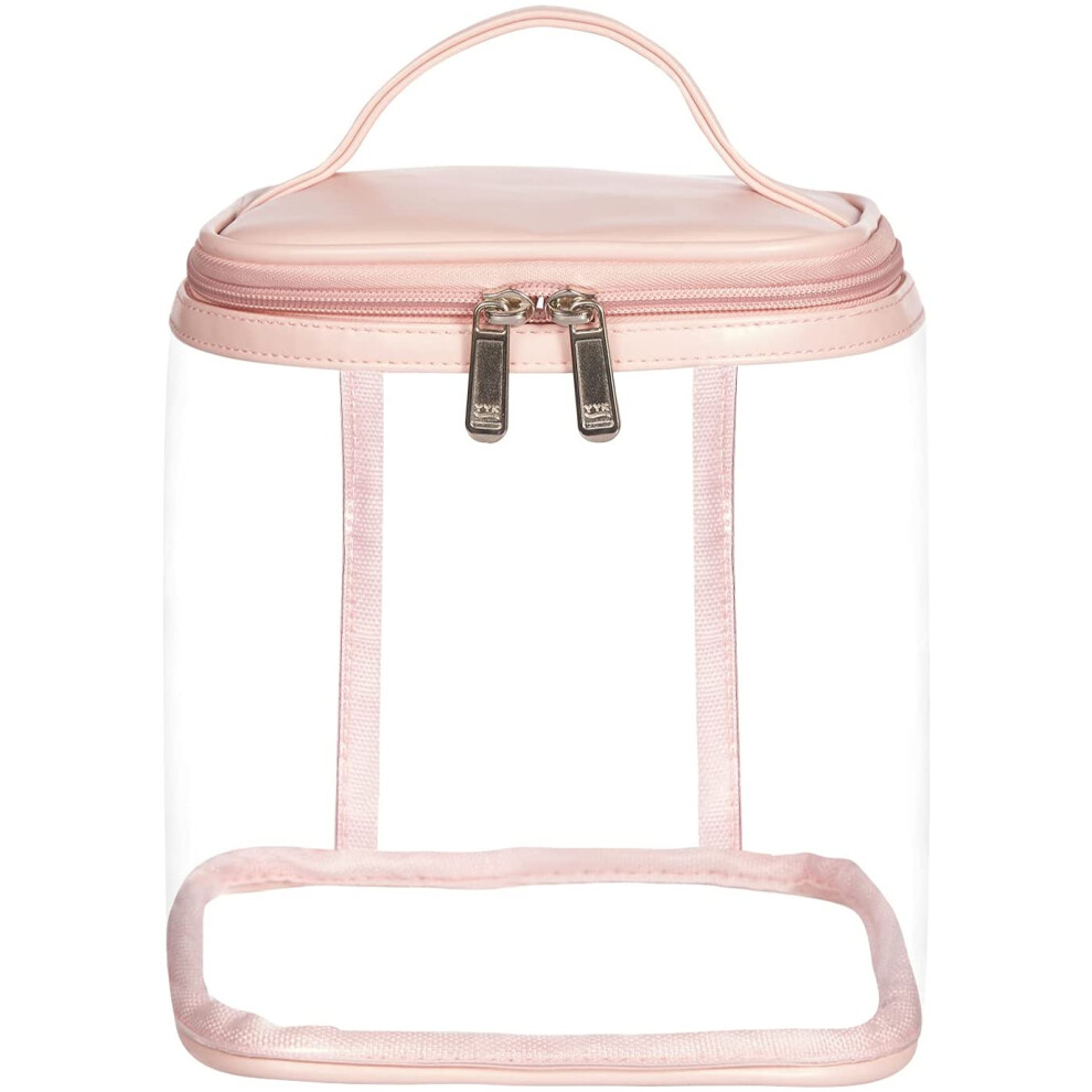 Elegant Clear Cosmetic Bag, Structured Makeup Organizer with Easy Access Dual Zippers, Perfect for Travel or Home
