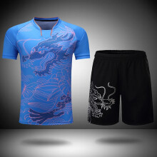 (Blue 1 SET, Child Or Women L) NEW Sports CHINA Dragon Table Tennis Jerseys Shorts Men Women Child Kids Ping Pong Jersey Table Tennis Shirt Sets Sport