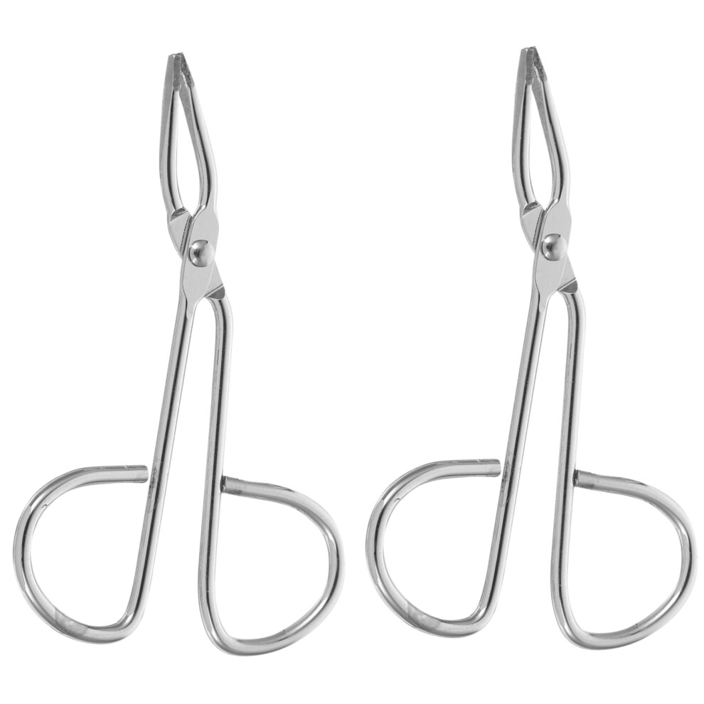 2PCS Stainless Steel Scissor Handle Eyebrow Tweezers with Precision Tip for Eyelash and Brow Grooming