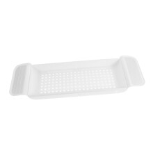 Bathtub Tray with Wine Glass Holder Adjustable Plastic Bath Organizer for Snacks Books Tablets White