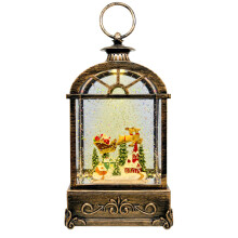 Christmas Snow Globe Lantern with Reindeer, Swirling Glitter, 3 Modes, USB Battery Operated Timer