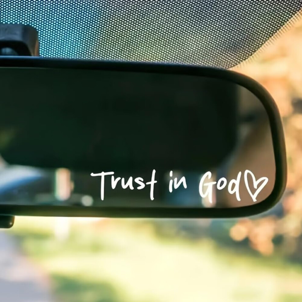 Christian Car Decal Trust In God Inspirational Vinyl Sticker Waterproof Faith Rearview Mirror Set White 9426802769562