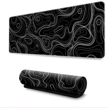 Topographic Contour Extended Large Mouse Mat Desk Pad Black M