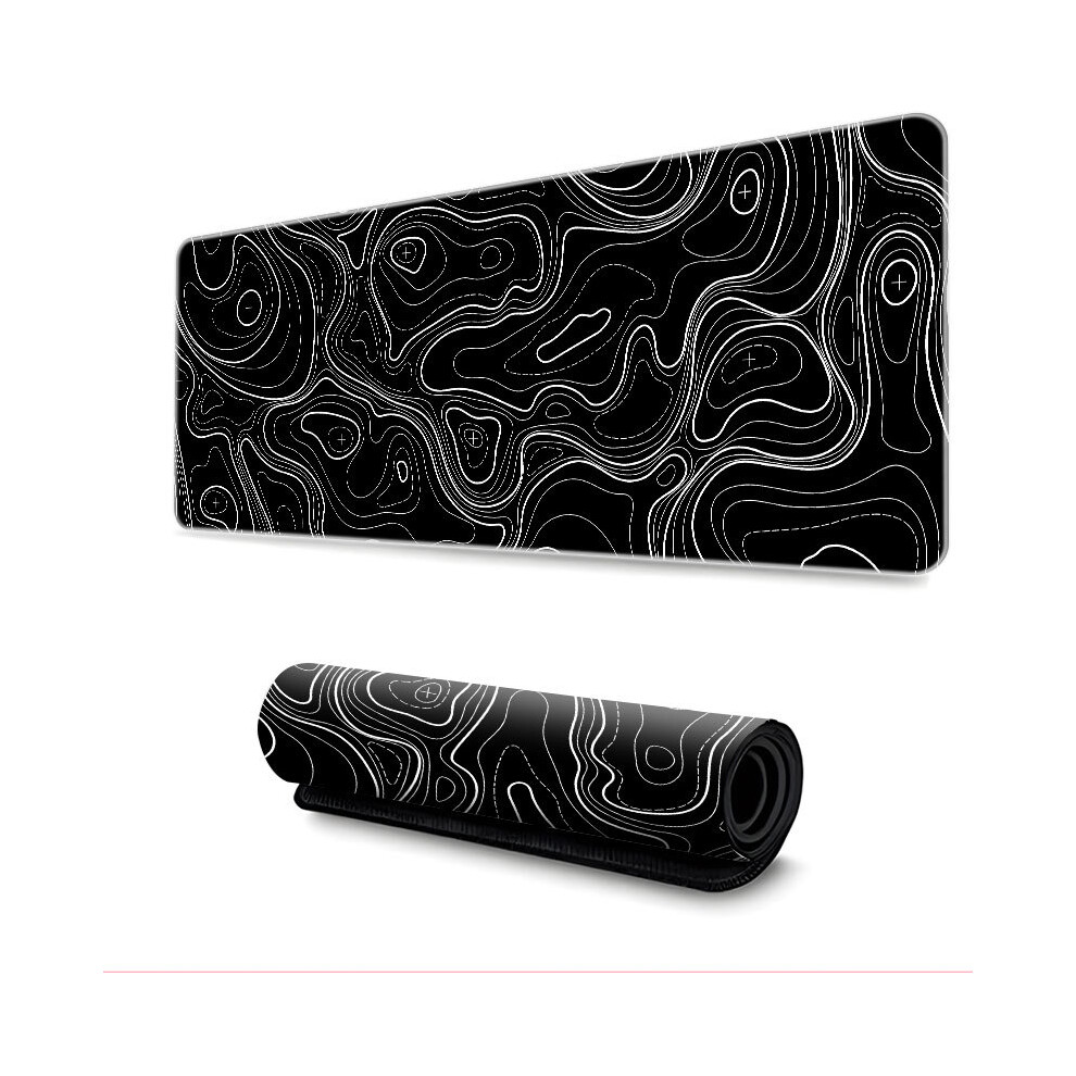 Topographic Contour Extended Large Mouse Mat Desk Pad M Black 7314280643172