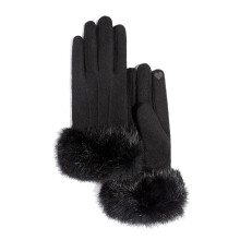 Damen-Winterhandschuhe mit Touchscreen-Funktion, gefütterte, warme Winterhandschuhe mit Wärmeisolierung aus Kaschmir-Kaninchenwollmischung,
