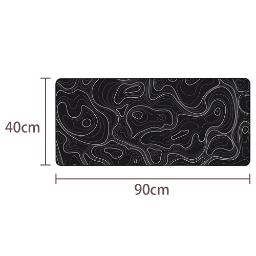 Topographic Contour Extended Large Mouse Mat Desk Pad Black M 1