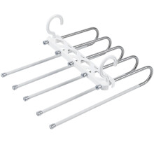 Portant à pantalons multifonctionnel avec revêtement antidérapant, organisateur de pantalons pliable pour penderie, cintre à 5 niveaux pour