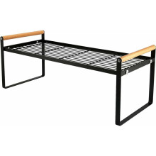 Compacte metalen organizer voor keuken en badkamer, stapelbaar, roestbestendig en ruimtebesparend, gemaakt van stevig metalen gaas voor servies,