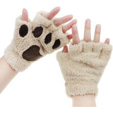 Touchscreen-kompatible, fingerlose Handschuhe, warme Fäustlinge mit niedlichem Tiermotiv für Rollenspiele, weiches Plüschmaterial aus Kunstfell,