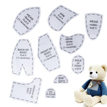 Memory Bear Sewing Guide, Cute Doll Quilt Template 10 Sewing Practice Patterns for Home Craft Projects M