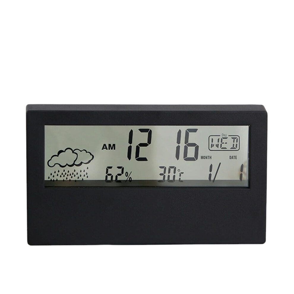 Digital Alarm Clock with Temperature and Humidity Display, Silent LED Alarm Clock for Bedroom