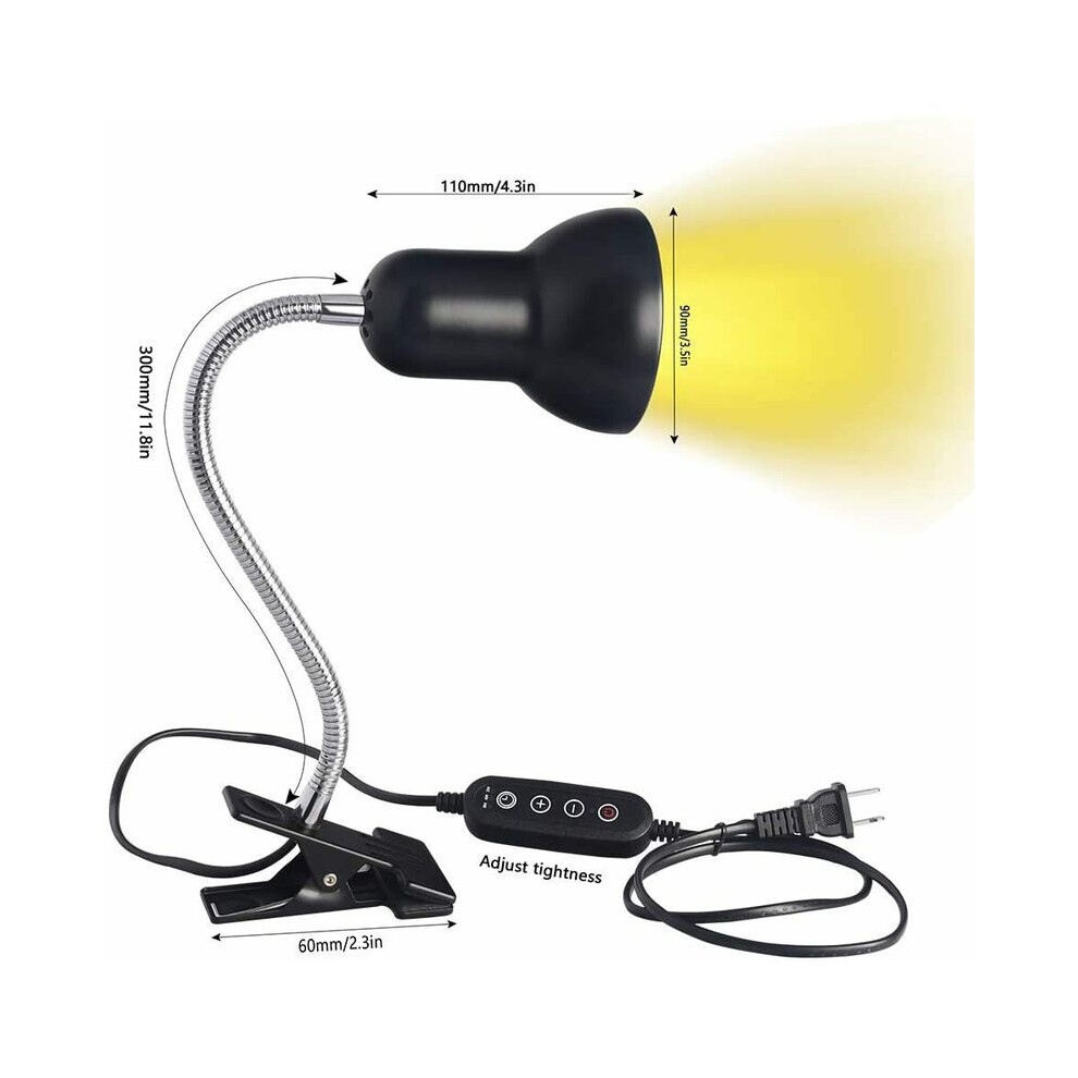 Aquarium Basking Lamp, Timing Turtle Light with Daily Cycle Function, UVB UVA Basking Spot Lamp for Reptile Turtle Lizard, 360 Degree Rotation for All