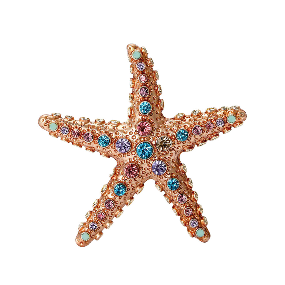 Stylish Starfish Brooch Rhinestones Accent Jewelry-Champagne