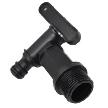 Plastic water butt replacement tap for kitchen buckets and garden storage barrels.