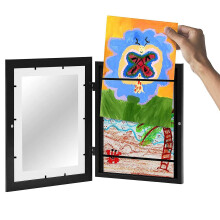 Kids Art Display Frame A4 Wooden Front Opening for Easy Artwork Change Wall Mount Children's Crafts