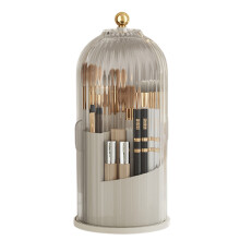 Organisateur de maquillage compatible avec toutes les tailles de pinceaux, doté d'une base rotative à 360, d'un support anti-poussière facile à