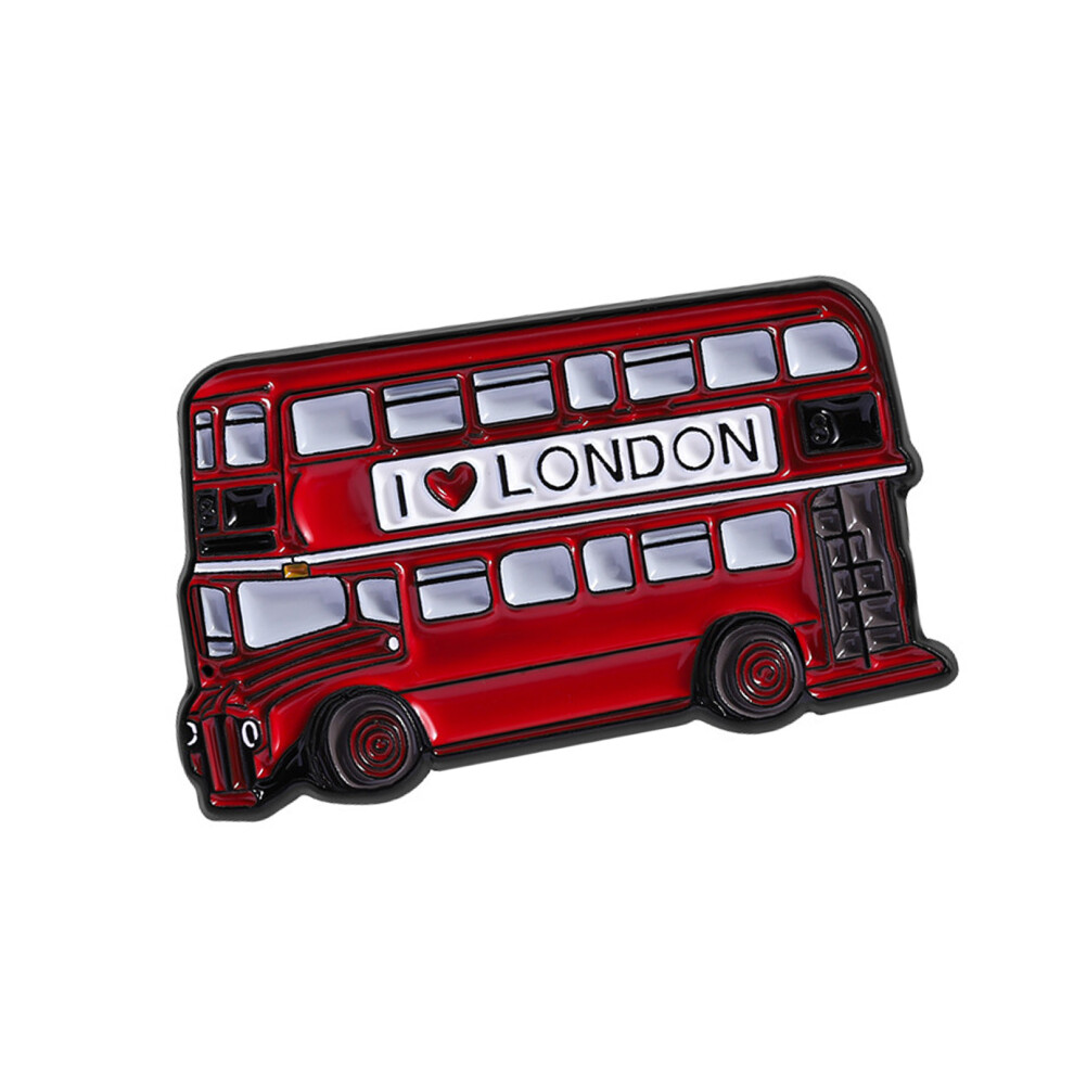 Red Double Bus Brooch Jewelry Souvenir Gift For Travel