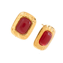 Contemporary Hammered Stainless Steel Earrings-JDE0108038