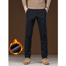 (black, 31) Men's Clothing Winter Fleece Men's Casual Pants Business Straight Thick Warmth Fashion Velvet Trousers Classic Solid