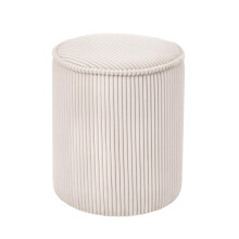 Beige Velvet Ottoman Footrest with Comfortable Foam Padding and Sturdy Wood Frame for Bedroom