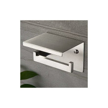 Suporte para papel higiênico com compartimento para celular, fixação na parede com adesivo ou parafuso, aço inoxidável SUS304, design elegante